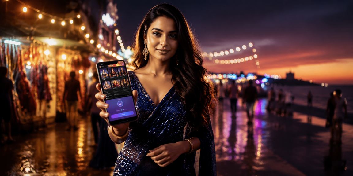 Night market in Chennai showing mobile payment in progress