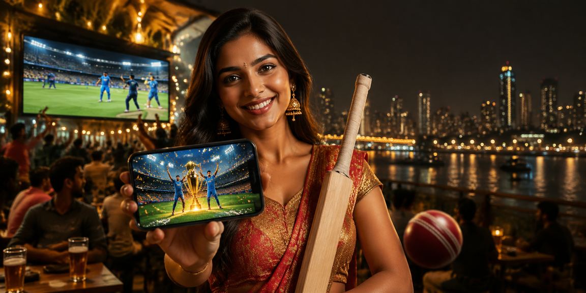 Exciting night scene of India cricket betting market with vibrant crowd