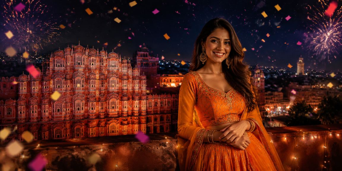 Joyful Indian entertainment setting showing casino promotions during festival