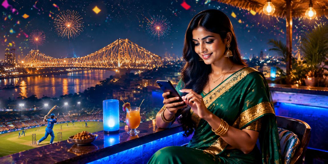 Kolkata Howrah Bridge with lively cricket betting ambiance